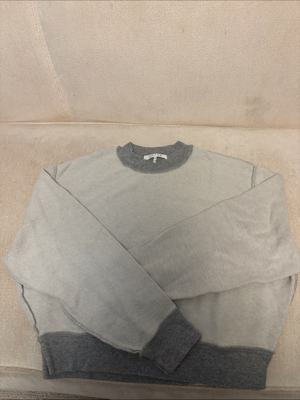 Frame Denim Two-Tone Gray Crewneck Sweater